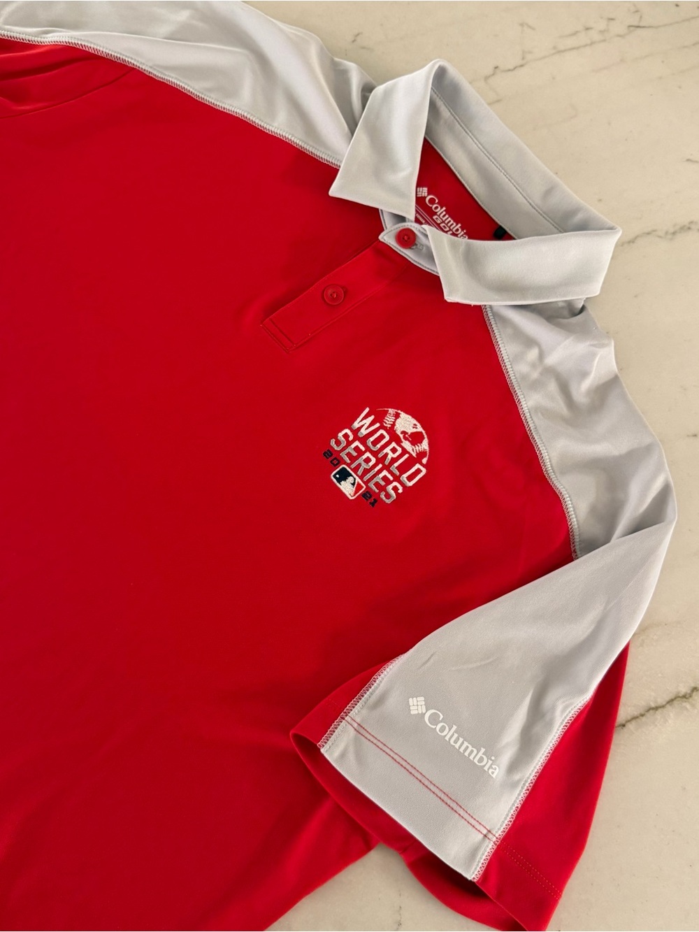 Columbia Golf L Red/Gray 2021 World Series Champions Polo Shirt